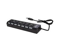 Zunate Hub Splitter USB 2.0 Ad Alta velocità a 7 Porte per Notebook Desktop Mouse USB Tastiera Caricatore Multi Porta, Risparmio Energetico per Uso Domestico (BLACK)