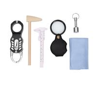 Zunate Kit Tester Monete |Strumento per la Verifica della Risonanza e delle Dimensioni dell'oro e dell'argento con Lente d'ingrandimento Pinza a Martello in Legno