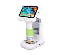 Zunate Microscopio Digitale Portatile 2 in 1, Microscopio Didattico con Ingrandimento 500X, Schermo LCD da 4,3 Pollici, Doppia Luce LED, Portatile con 5 Vetrini per Bambini,
