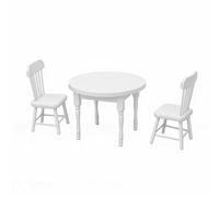 Zunate Modello di Tavola Rotonda e Sedia per Casa delle Bambole 1:12, Set di Mobili in Miniatura Realistici per Bambola, Legno di Betulla, Giochi di Narrazione (WHITE)