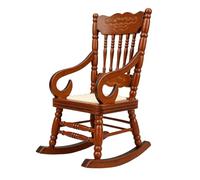 Zunate Sedia a Dondolo in Miniatura per Casa delle Bambole in Legno Scala | Stile antico vintage, base a dondolo curva, fusi dello schienale intagliati, espositore da giardino per camera da letto