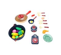 Zunate Set da Gioco da Cucina con Effetti Sonori Leggeri, Accessori per Giocattoli da Cucina per Bambini, Finte Pentole, Padelle, Utensili, Cibo da Gioco, Frutta e Verdura, Pentole per Bambini per