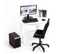 Zunate Set da Scrivania per Computer da Ufficio in Miniatura in Scala 1:12, Modello di Mobili per Casa delle Bambole Bianco con Sedia, Computer, Tastiera, Mouse e Organizzatore di File per Scenari da