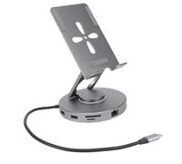 Zunate Supporto per Docking Station per Tablet Preciso con Hub USB C con Rotazione Regolabile a 360° per Tablet IOS Pro, Dispositivi e Altro - Lega di Alluminio Deep Space Grey