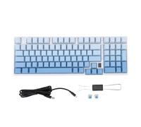 Zunate Tastiera Meccanica Wireless, Tastiera da Gioco RGB Cablata Bluetooth 2.4G Sostituibile a Caldo con 15 Effetti di Illuminazione, per Wins, per IOS, per PC Android Gaming Work (blu e bianco)