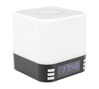 Zunate Wireless Charger Alarm Clock, Bluetooth Speaker with White Noise Machine, 15W Fast Charging Station, Digital Clock Radio for Bedroom Office