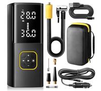 Zune Lotoo Compressore d'aria portatile ricaricabile per pneumatici auto, 150 psi, alimentato a batteria, senza fili, con manometro digitale e spegnimento automatico, per bicicletta, moto, bici