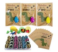 Zunetsutock Carta di cova di uova di -biglietti di San di Dinosaur da 24 pacchetti con uova in crescita | Divertiti in classe Regali No Novelty Favors for Kids, Boys and Girls, facile d
