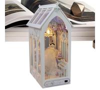 Zunetsutock Kit d'angolo di libri per adulti, angolo di libri - Miniature House Rechendes - Rappresentante di puzzle in legno 3D con luce LED, decorativi per scaffalature per