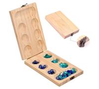 ZUNIPLEX Kalaha,Pietre in Legno con Pietre,Mancala,Giochi di Strategia per Bambini,Tabellone Pieghevole in Legno