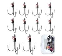Zunishaone Amo per Pesce Gatto | 10 Ami per In Acqua Salata - Attrezzatura a Mosca per Notte Fiume Lago Somero Lanciato Trote Mare Acqua Salata Cacea Diurna Surf Jigging Branzini