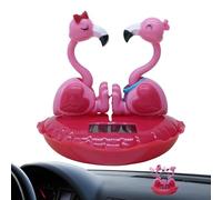 Zunishaone Animaux Dansants à Énergie Solaire - Flamant Rose | Jouet à Tête Secouante pour Tableau de Bord, Figurine Animée à Énergie Solaire pour Voiture, Bureau, Décoration Amusante