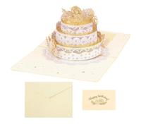 Zunishaone Biglietto pop-up di buon compleanno, biglietto di auguri 3D a tre strati con torta pop-up, cancelleria stampata con lamina squisita carta per uomini, madri, fidanzate
