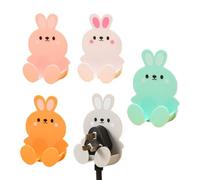 Zunishaone Bunny Wall Hooks - 6 x 9,2 cm ABS Cute Adhesive Plug Holders Without Nails, Cartoon Organizer Rack | Kitchen Bedroom Cellphone Charging Stand Wall Decor Socket Management for Home