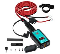 Zunishaone Caricatore USB per moto, adattatore porta USB per moto, voltmetro LED, adattatore portatile per auto, SUV, barche, ATV