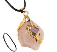 Zunishaone Ciondolo in pietra naturale grezza, ciondolo da donna | Pendenti in pietra grezza Collana con ciondolo in pietra preziosa | Collana donna con ametista irregolare, gioielli