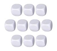 Zunishaone Dadi vuoti, 10 dadi bianchi, in acrilico arrotondati, cancellabili a secco, dadi vuoti per giochi, aule, matematica, conteggio, forniture scolastiche