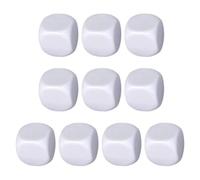 Zunishaone Dadi vuoti in acrilico, 10 dadi bianchi arrotondati in acrilico, cancellabili a secco, dadi vuoti per giochi, aule, matematica, conteggio, forniture scolastiche
