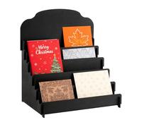 Zunishaone Espositore per biglietti di auguri, scaffale in legno a 4 ripiani | organizer per biglietti di auguri | per i venditori Brochure foto gioielli snack adesivi artigianato collezione negozi