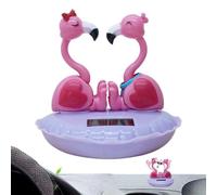 Zunishaone Flamant Rose Dansant à Énergie Solaire - Jouet | Décor de Tableau de Bord de Voiture, Jouet à Tête Oscillante Solaire pour Bureau, Maison, Cadeau Amusant, Figurine de Décoration