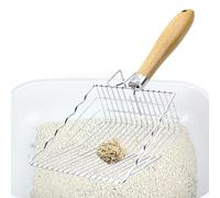 Zunishaone Paletta per lettiera per gatti, in acciaio inox, design innovativo, a forma di reticolo, comoda esperienza con manico lungo, per setacciare le cacca