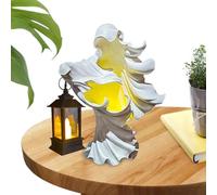 Zunishaone Scultura fantasma senza volto - Decorazione fantasma in resina vintage | Statue da strega a LED per la casa fuori dal cortile, festa in giardino, decorazioni di Halloween