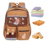 Zunishaone Zaino per bambini Capybara per bambini - Graziosa borsa per libri Capybara School | Comoda tracolla design organizer per stazionario, grande capacità per penne, righelli, b, Siehe