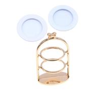 ZUNOXAZ 1set Supporto Espositivo Metallo Per Miniature Elegante Piatto Per Torte Due Piani Per Casa Delle Bambole Decorazione Versatile Per Vetrine Di Dolci e Scene Di Gioco