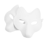 ZUNOXAZ 2 Maschere Volpe Halloween in PU Bianco Non Dipinte per Adulti Maschera Animale Vuota da Decorare DIY per Feste in Costume Cosplay Party Masquerade Skin Friendly