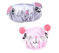 ZUNOXAZ 2 pezzi Cuffia Doccia con Fascia Cappello da Bagno in Satin Doppio per Ragazzi e Ragazze Confortevole e Traspirante Protezione Capelli e Comfort Notte