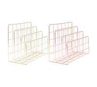 ZUNOXAZ 2 Pezzi Organizer da Scrivania in Metallo Dorato e Rosa Portadocumenti con Scomparti per Ufficio e Casa Supporto Stabile per Archiviazione Libri Posta e Pratiche