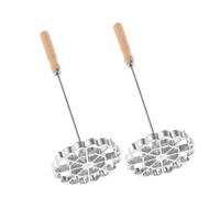 ZUNOXAZ 2 Pezzi Stampi Bunuelos Alluminio con Manico Rosette per Dolci Fritti Biscotti e Waffle Utensile Versatile per Snack Casalinghi Colore Argento