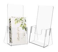 ZUNOXAZ 2 Pezzi Supporto Espositore per Brochure in Acrilico Trasparente Depliant Compatto e Resistente per Ufficio Organizer per Volantini e Riviste Design Semplice e