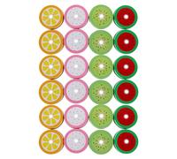 ZUNOXAZ 24 Pezzi Coperchi Metallo per Mason Jar Bocca Regolare con Foro Cannuccia Design Frutta Colorata Tappi Decorativi per Barattoli da Bevande e Yogurt per Feste e Conservazione