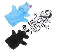 ZUNOXAZ 3 Burattini Animali Peluche per Raccontare Marionette per Adulti e Zebra Ippopotamo Panda Educativo e Apprendimento