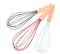ZUNOXAZ 3 pezzi per Uova Silicone con Faggio Sbattitori Manuali Antiscivolo per Cucina Miscelatori per Salse Facili da e Leggeri Colori Nero Rosso Verde Scuro