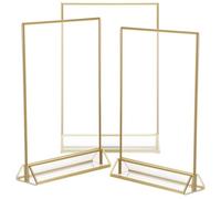 ZUNOXAZ 3 Pezzi Portamenu Verticali in Acrilico Trasparente Espositore da Tavolo per Ufficio Ristorante e Negozi Supporto Cartelli Biglietti da Visita e Poster