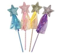 ZUNOXAZ 4 pezzi Bacchette Magiche a Forma di Pentagono per Bastoni da Leggeri e Resistenti con Paillettes e Tulle Giocattoli per Cosplay e Feste di Compleanno