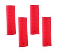 ZUNOXAZ 4 Pezzi Manici Pentola in Silicone Rosso Candy Copri Resistente al Calore con Protezione Antiscivolo per Cucina Isolante Flessibile per