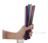 ZUNOXAZ 4pezzi Cannucce in Acciaio Inossidabile Blu Riutilizzabili per Bubble Tea e Smoothie Cucchiaio Integrato per Mescolare Resistenti e Facili da Pulire per Uso Quotidiano e Feste
