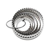 ZUNOXAZ 6 pezzi Coppapasta Rotondi Acciaio Inossidabile con Bordi Scanalati Strumenti per Decorare Biscotti e Fondente per Speciali e