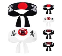 ZUNOXAZ 6 Pezzi Fascia Giapponese Ninja da Karate e Samurai, Bandana Hachimaki Leggera in Stile Bushido per Uomini e Donne, Accessorio Versatile per Costume Asiatico e Chef Giapponese