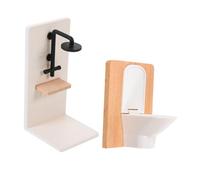 ZUNOXAZ Casa delle Bambole Toilette e Doccia Realistiche in Legno e Plastica Miniatura Sicuro per Collezionisti
