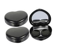 ZUNOXAZ Custodia per Lenti a Contatto da Viaggio Nero in Pp con Specchio e Pinzette, Set da 3 Piccoli Contenitori Leggeri per Conservazione e Trasporto in Borsa