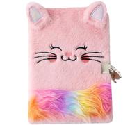 ZUNOXAZ Diario Segreto per Lucchetto Gatto Peluche Rosa Taccuino per Scrittura e Disegno Diario Creativo per Ragazze e Ragazzi Regalo Portatile per Compleanno e Occasioni Speciali