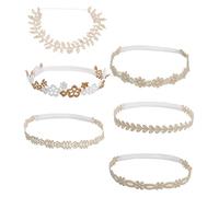 ZUNOXAZ Fasce Per Chioma Neonata e Bambina, Set 6 Pezzi in Pizzo Regolabili, Fasce Elastiche Per Accessori Chioma Ragazzo Ragazza e Bambine Per Servizi Fotografici e Uso Quotidiano