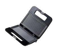 ZUNOXAZ Mini Macchina Elettrica per Sandwich Piastra Antiaderente Riscaldamento Bifacciale Design Compatto Facile Pulizia Fondo Antiscivolo Macchina per Colazione e Barbecue Nero