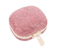 ZUNOXAZ Portapillole da Viaggio Portatile Rosa con 4 Scomparti in Plastica e Strass, Piccolo Contenitore per Pillole da Borsa Resistente Agli Urti, Organizer per Medicinali Tascabile