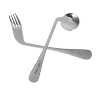 ZUNOXAZ Posate Angolate in Inox per Anziani Cucchiai e Forchette Ergonomici Autoalimentanti Utensili Resistenti e Comodi per Pazienti con Difficoltà Alimentazione
