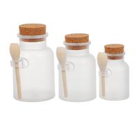 ZUNOXAZ Set 3 Bottiglie Ricaricabili Coperchio in Sughero e Cucchiaio, in Abs Leggero e Portatile per Polvere e Sali da Bagno per Uso Personale e Saloni di Bellezza